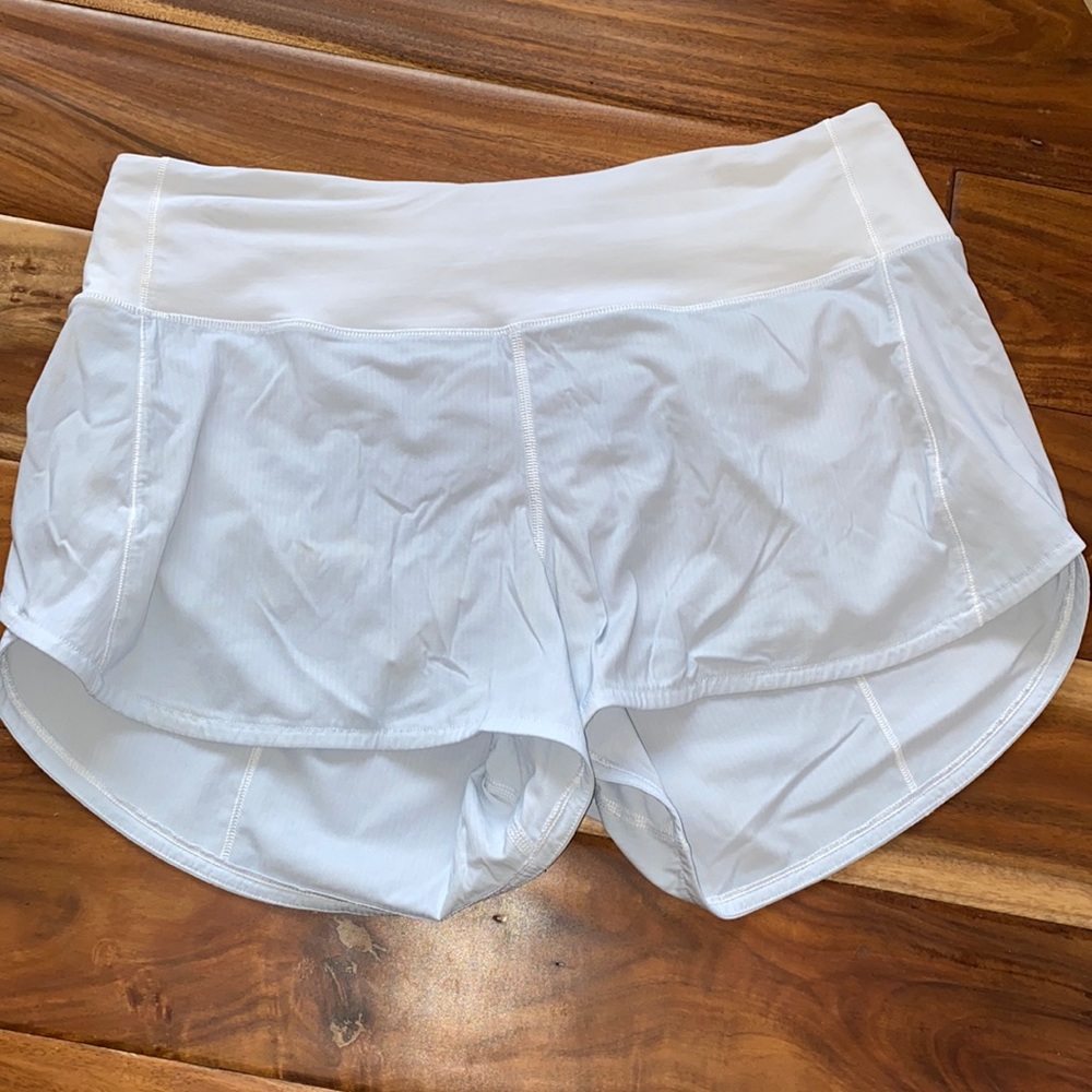 White lululemon speed up shorts